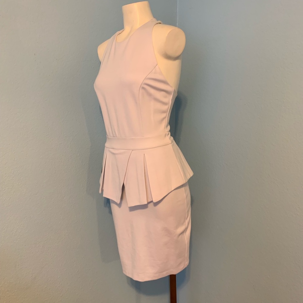 NEW! Bebe White Sheath Peplum Dress size Small